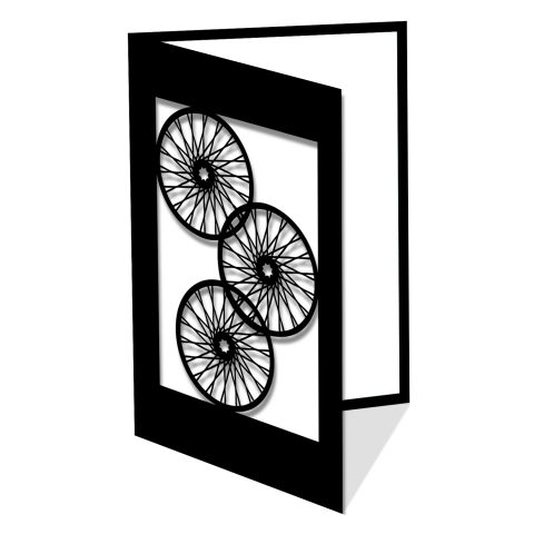 Carte de souhaits - Roues de bicycle noir et blanc