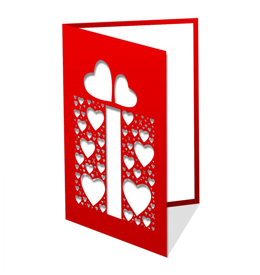 Carte de souhaits - Coeurs cadeau rouge et blanc