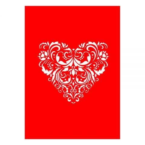Carte de souhaits - Coeur en dentelle rouge