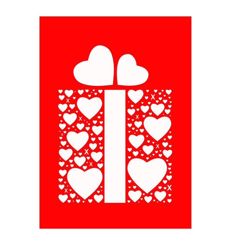 Carte de souhaits - Boîte cadeau St-Valentin rouge