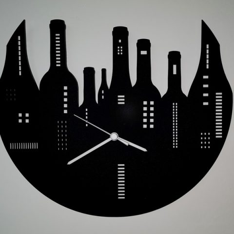 Horloge Bouteille villes (noir)