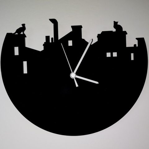 Horloge Building et chats (noir)