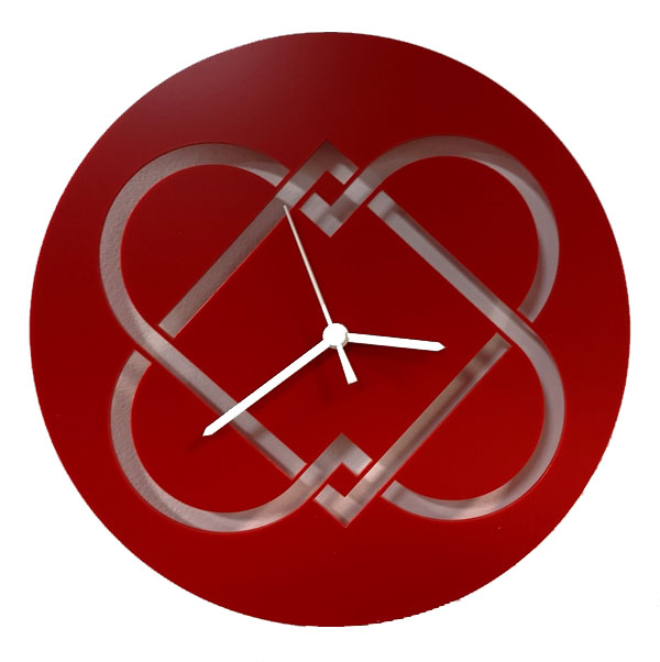 Horloge rouge à cœur imbriqué (rouge)